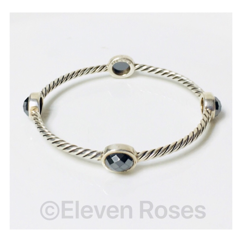 David Yurman Four Station Hematine Cable Bangle
